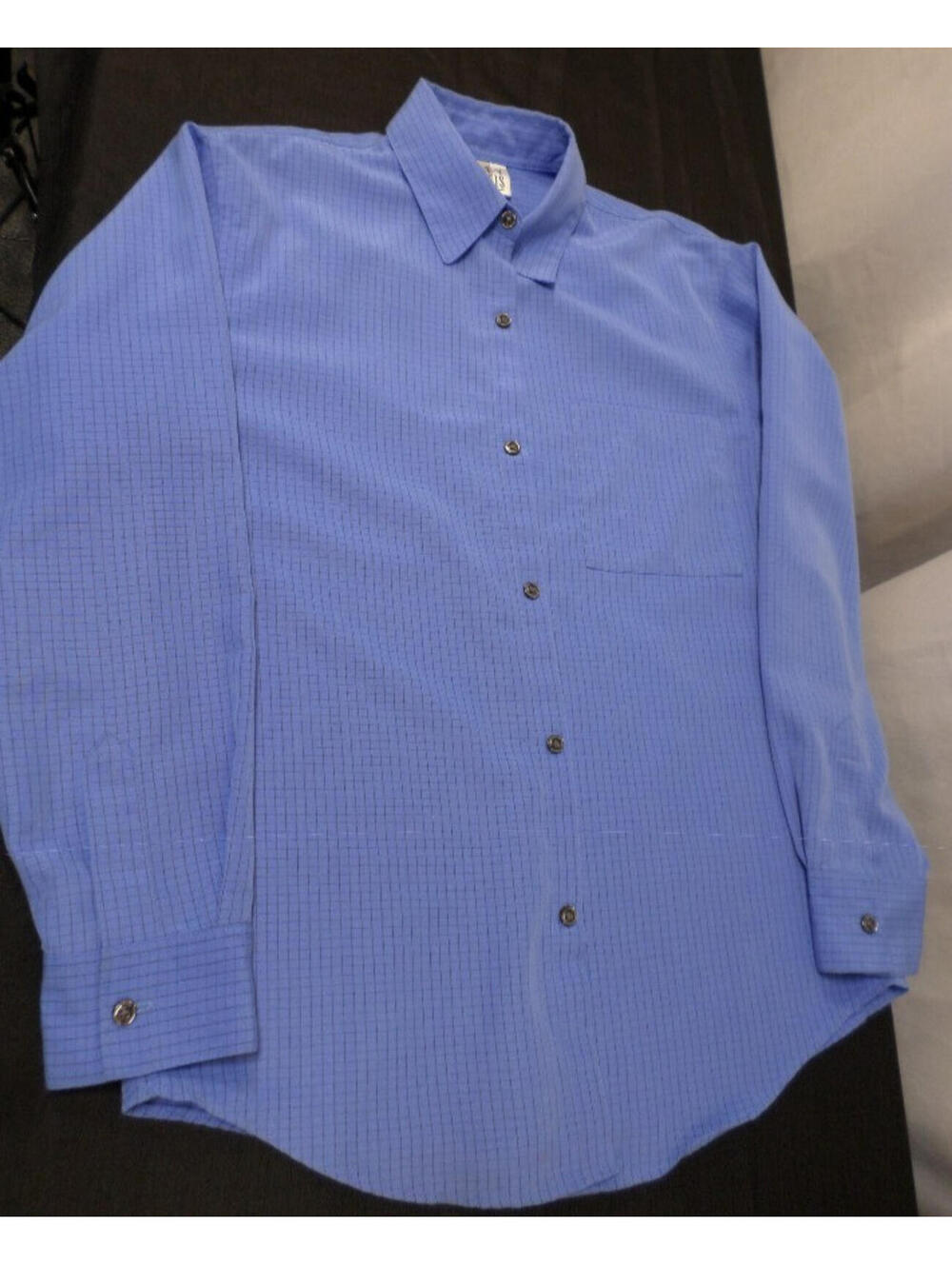 DESIGNER CITY STREETS 100% POLYESTER BLEND LONG SLEEVE BUTTON BLUE SHIRT LARGE